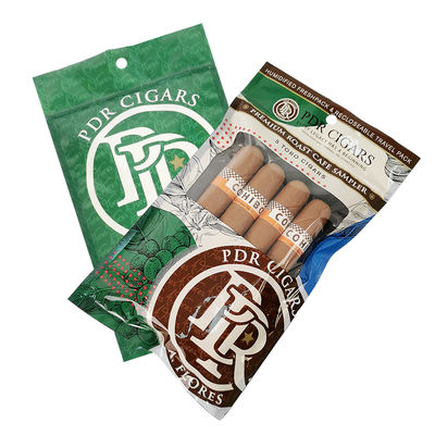 Пользовательские герметичные фольгированные пакеты с застежкой-молнией, трехсторонним уплотнением, для сигарных оберток из натурального листа, увлажняющие пластиковые упаковочные пакеты с прозрачным окном