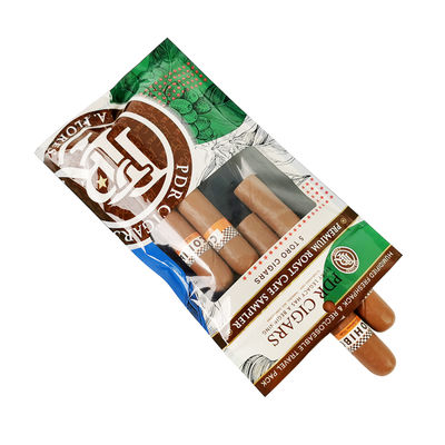 Пользовательские герметичные фольгированные пакеты с застежкой-молнией, трехсторонним уплотнением, для сигарных оберток из натурального листа, увлажняющие пластиковые упаковочные пакеты с прозрачным окном