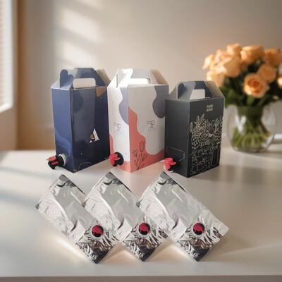 Индивидуальные BIB-мешки в коробке с краном-носиком, идеально подходящие для упаковки вина, сока, масла и других жидких продуктов